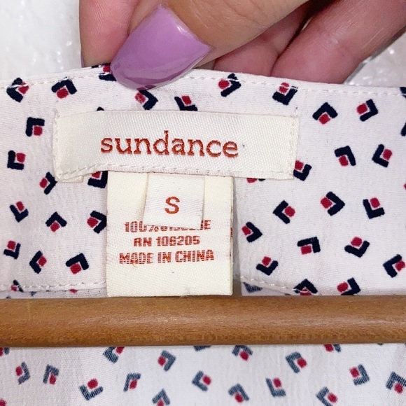 Sundance White High Low Printed Flowy Tunic Blouse - Picture 7 of 12